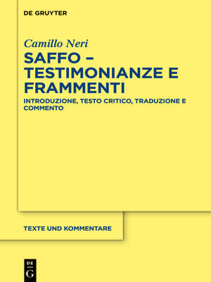 cover image of Saffo--testimonianze e frammenti